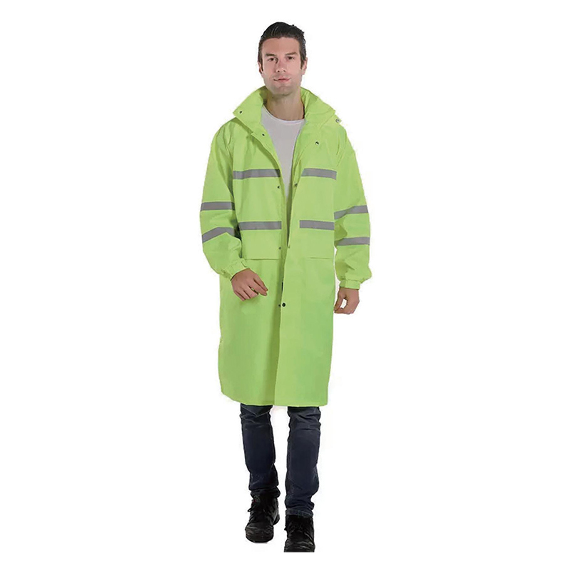 PVC Poncho regnfrakk med reflekterende linjer